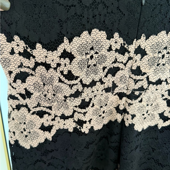 Elegant Black and Pink Lace Midi Dress - Picture 3 of 3